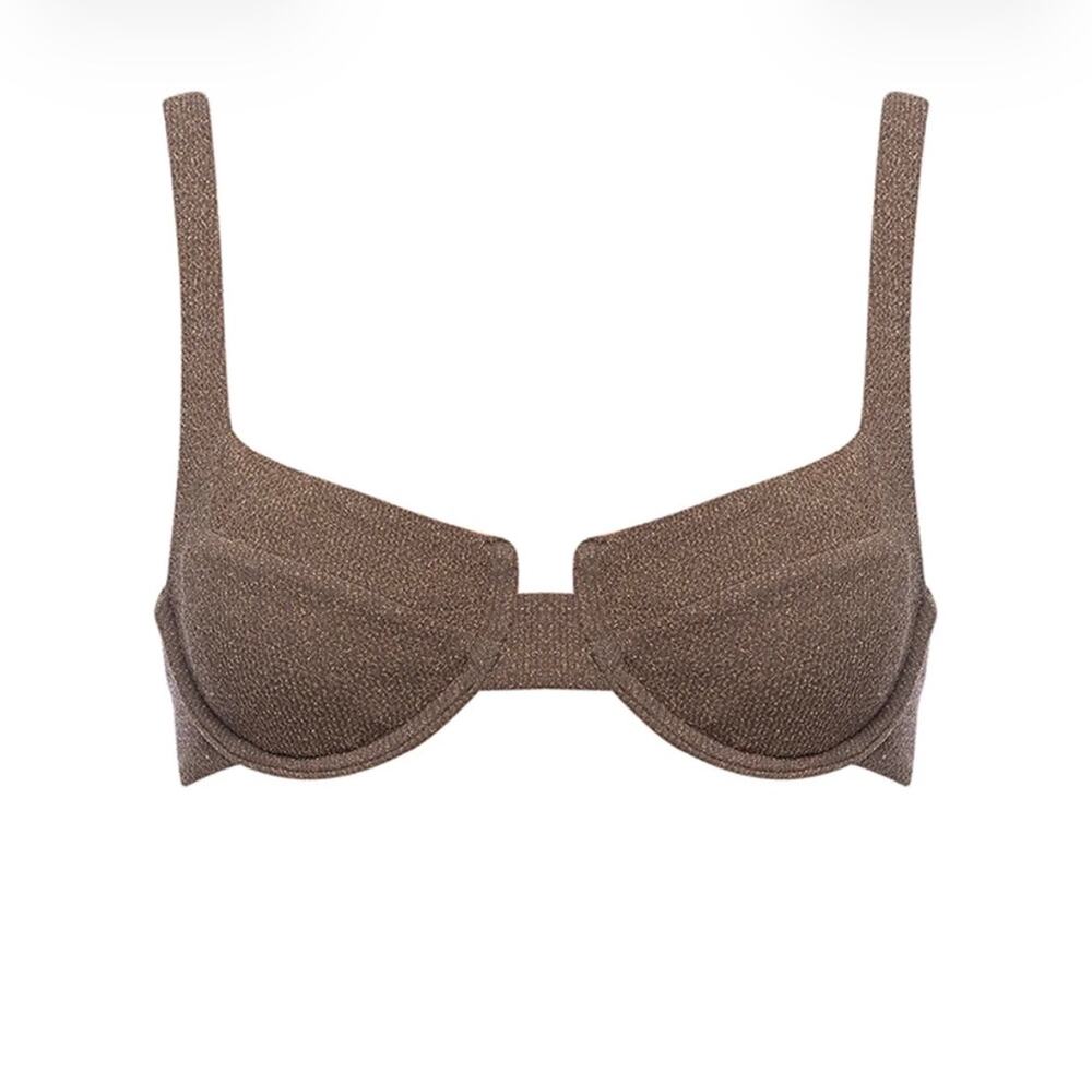 Vetchy Laguna Bikini Gold Shimmer Top, Medium LIKE NEW